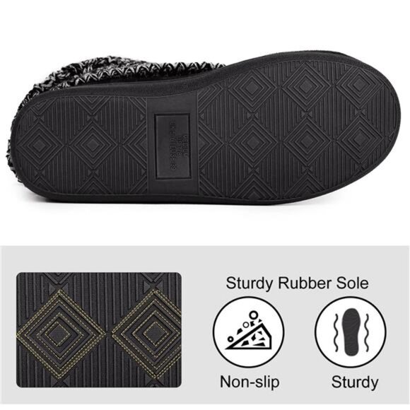 Yarn Knit Bootie Slippers Memory Foam House Shoe - Picture 3 of 7